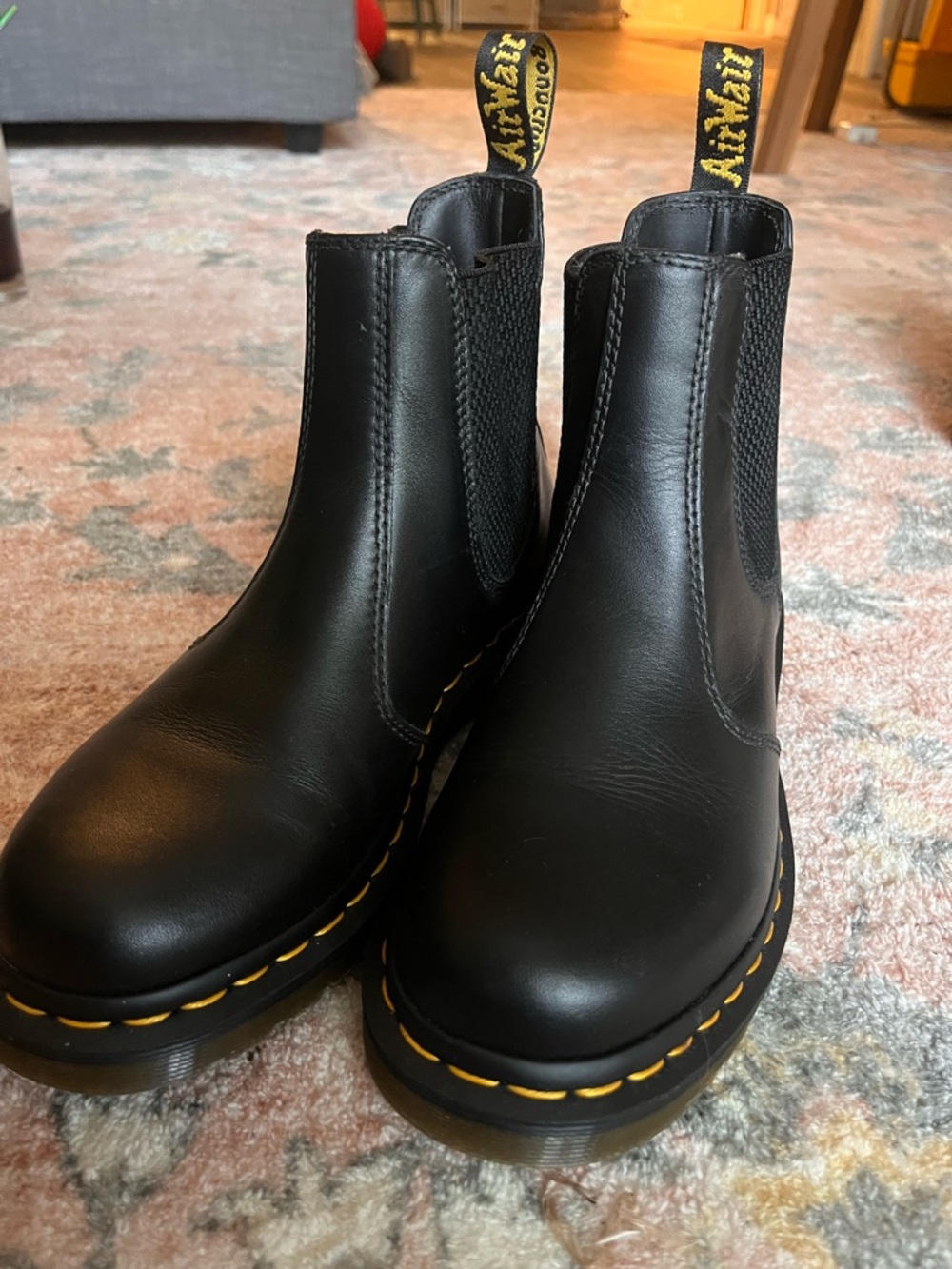 Dr. Martens Black Chelsea Boots with Yellow Stitching